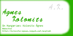 agnes kolonits business card
