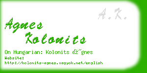 agnes kolonits business card